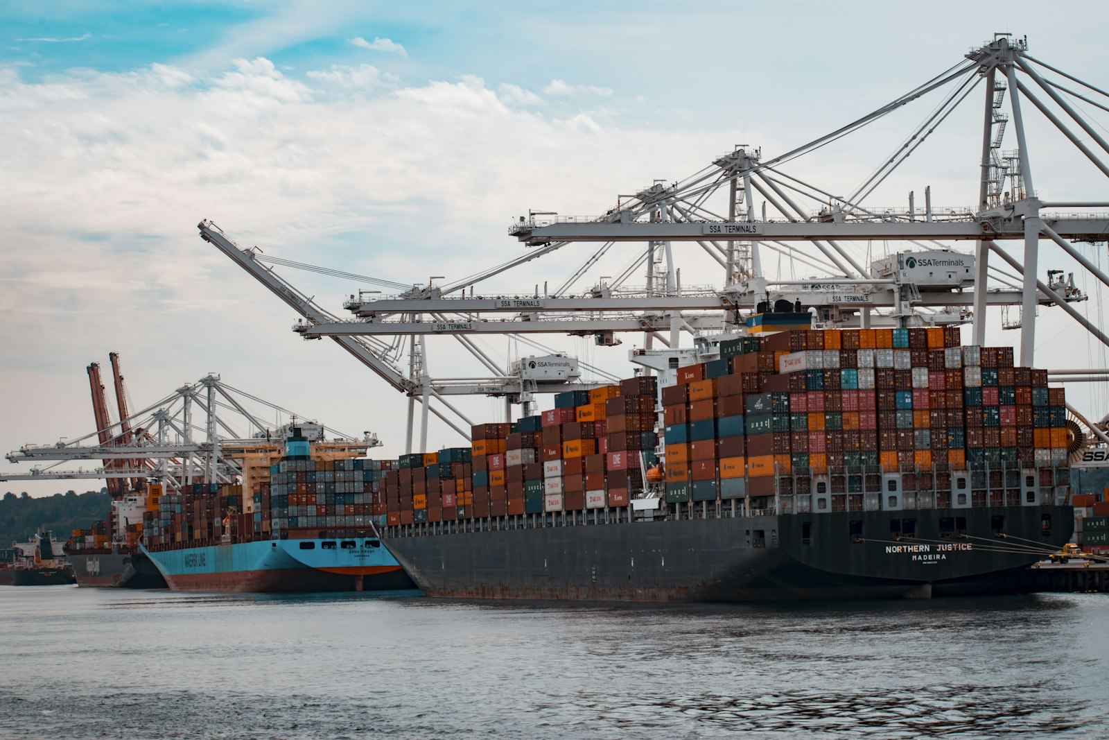 Container ship at port — export markets